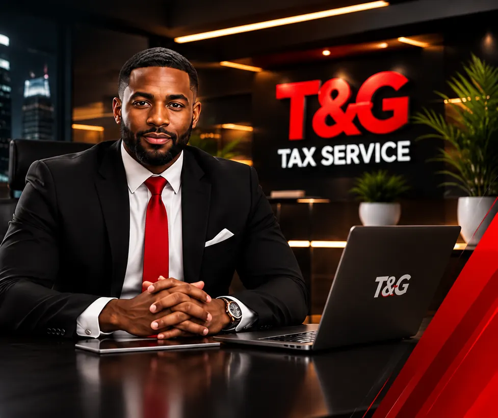 A T&G Tax Service preparer at his desk